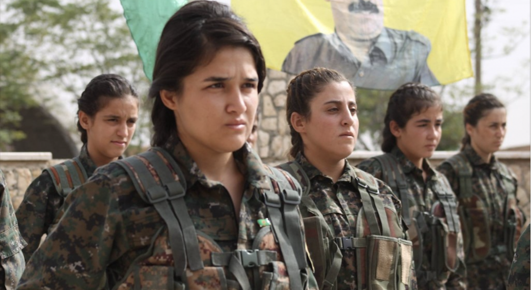 Image of Rojava women in army fatigues
