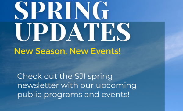 a blue image background with white letters that say spring updates