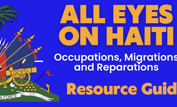 Resource Guide with Haitian Flag and White and yellow lettering